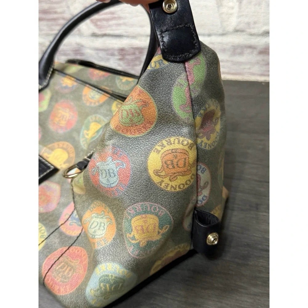 Dooney & Bourke Medallion Print Canvas Leather Large Satchel Purse Vintage AS IS
